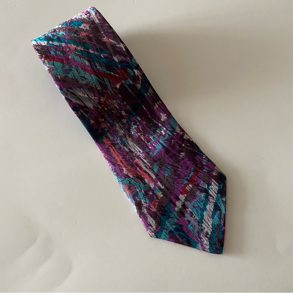 Purple and Blue Abstract Pattern Tie